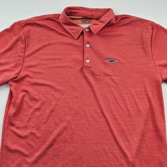 Patagonia Fish‎ Logo Polo Shirt Men's Large Short Sleeve Salmon/orange - Picture 1 of 10